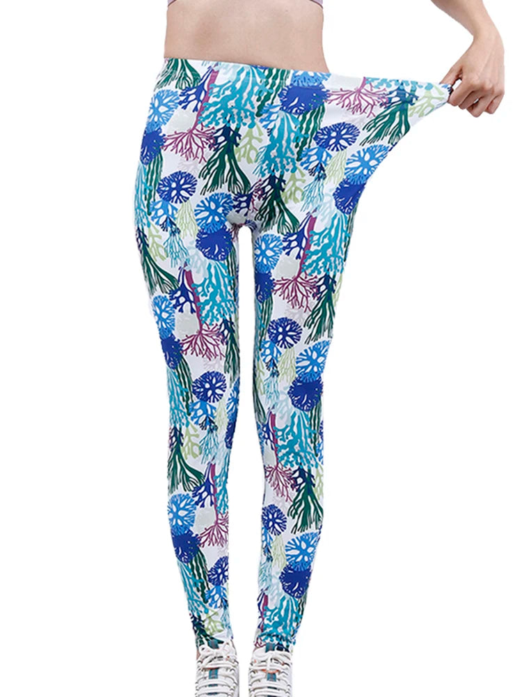 Fashion Women Leggings Beautiful Leaf Floral Printing