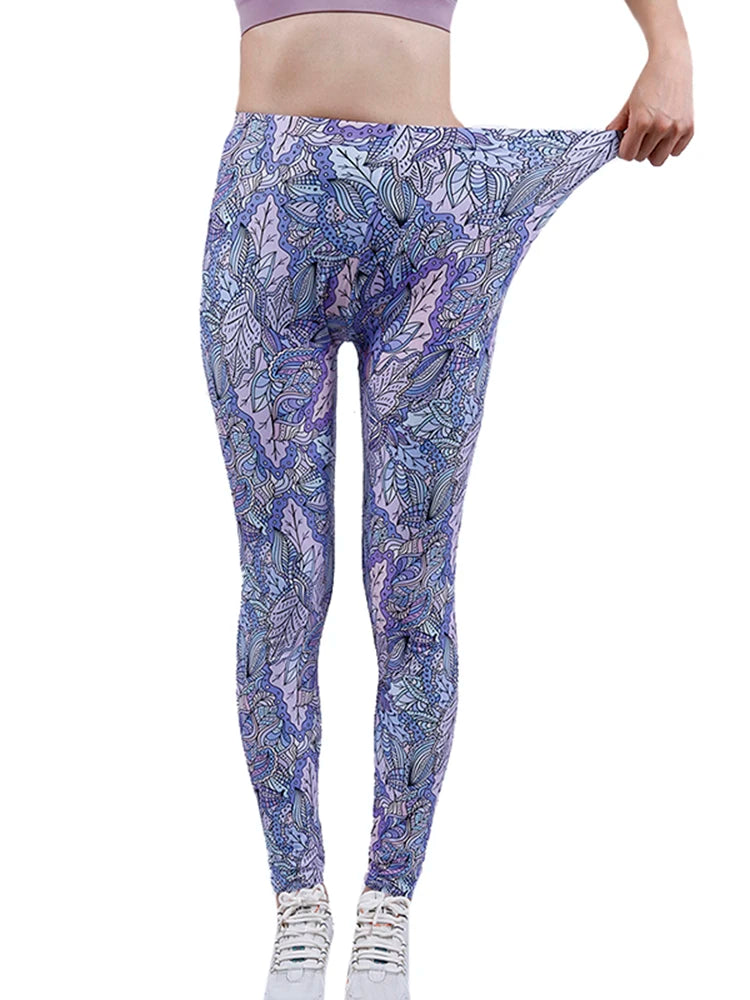 Fashion Women Leggings Beautiful Leaf Floral Printing