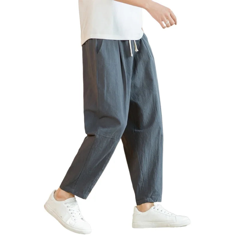 Ultra-Comfort Wide-Leg Linen Blend Drop-Crotch Pants