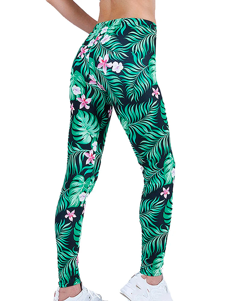 Fashion Women Leggings Beautiful Leaf Floral Printing