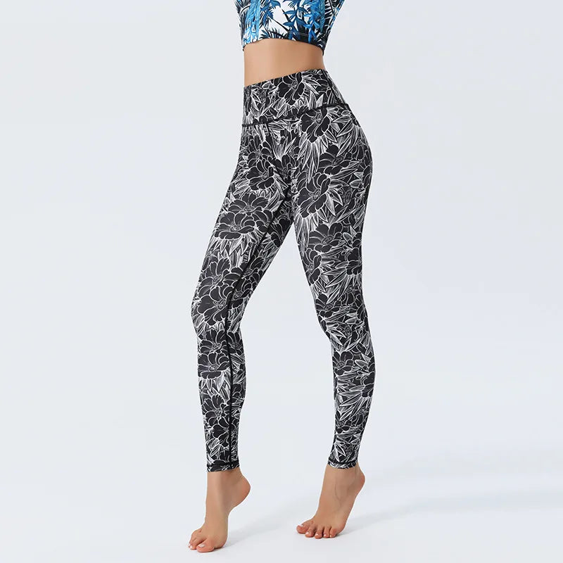New Floral Printed Thin High Waist Leggings for Women Girls Sports Fitness Gym, Yoga , Pilates