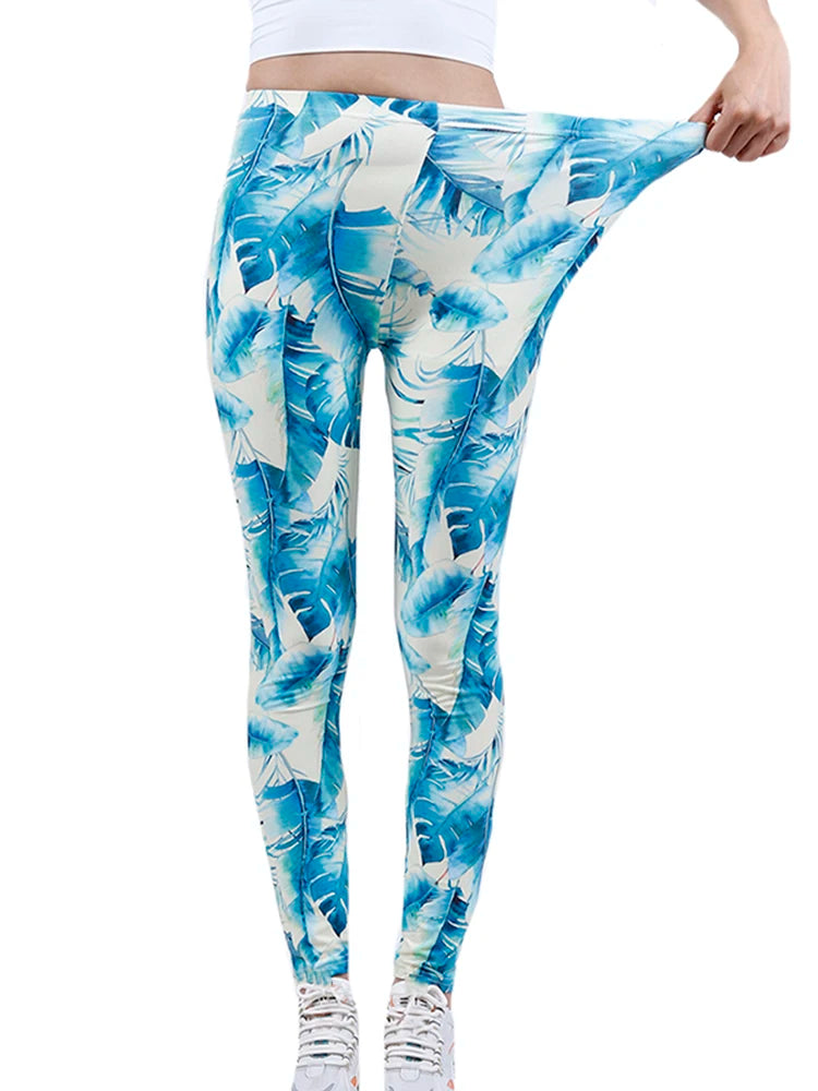 Fashion Women Leggings Beautiful Leaf Floral Printing
