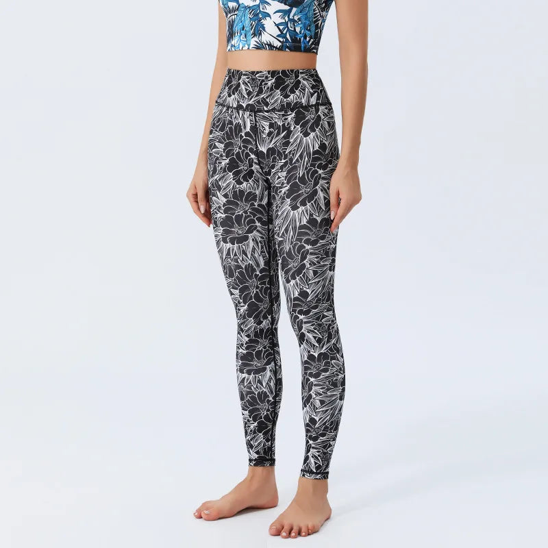New Floral Printed Thin High Waist Leggings for Women Girls Sports Fitness Gym, Yoga , Pilates