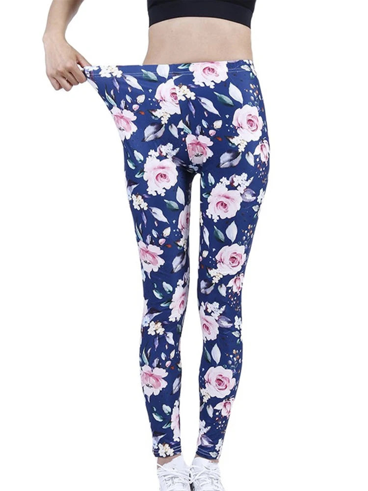 Fashion Women Leggings Beautiful Leaf Floral Printing
