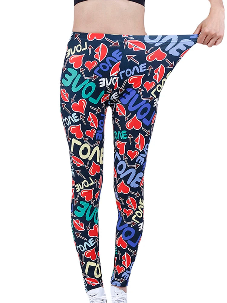 Fashion Women Leggings Beautiful Leaf Floral Printing