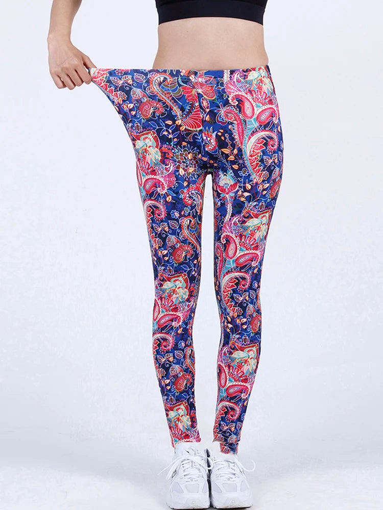 Fashion Women Leggings Beautiful Leaf Floral Printing