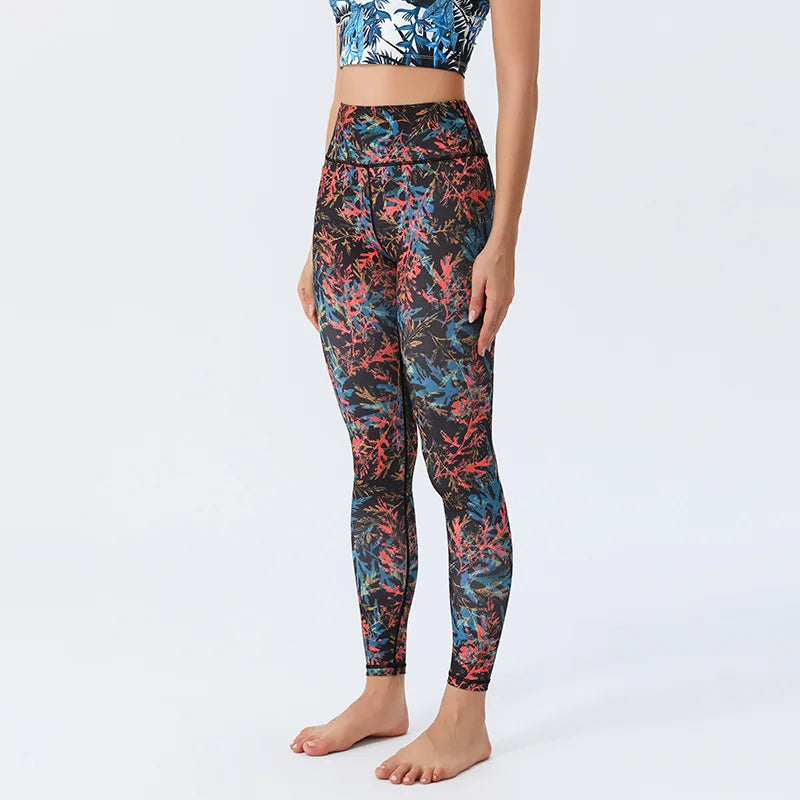 New Floral Printed Thin High Waist Leggings for Women Girls Sports Fitness Gym, Yoga , Pilates