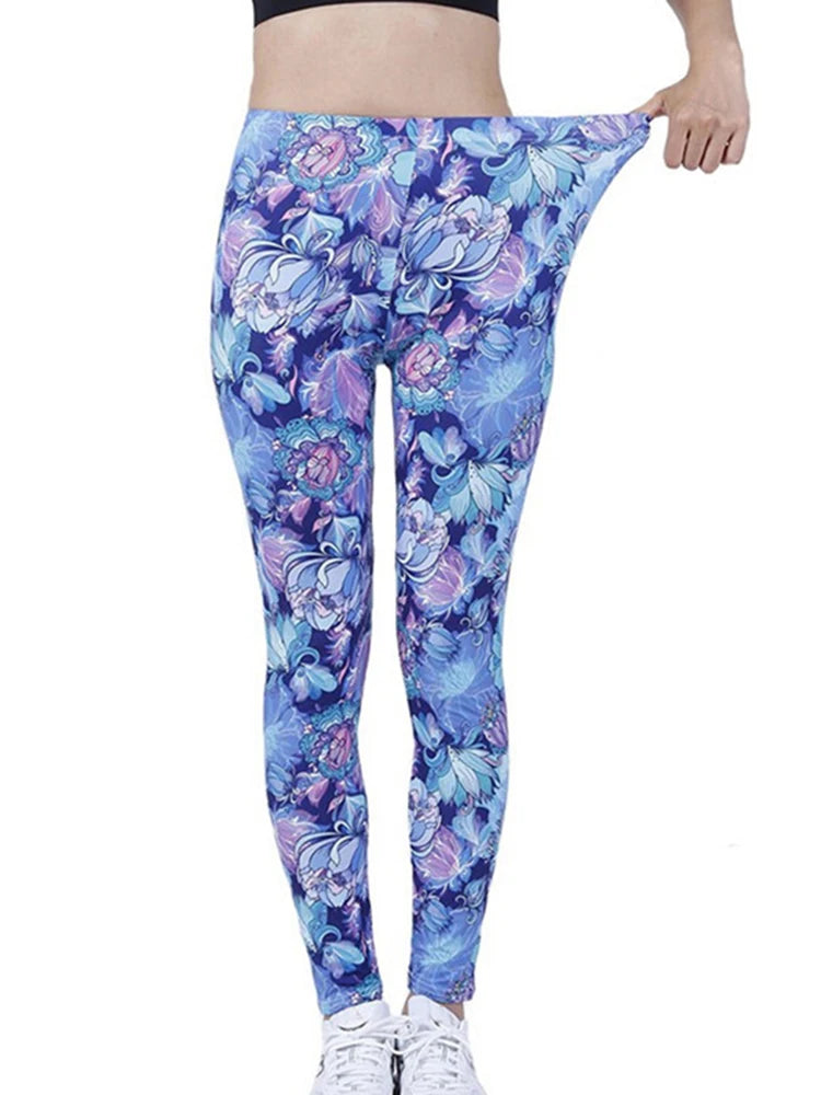 Fashion Women Leggings Beautiful Leaf Floral Printing