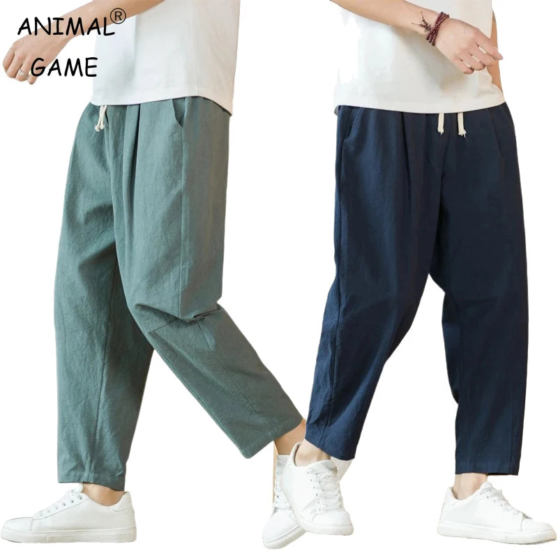 Ultra-Comfort Wide-Leg Linen Blend Drop-Crotch Pants