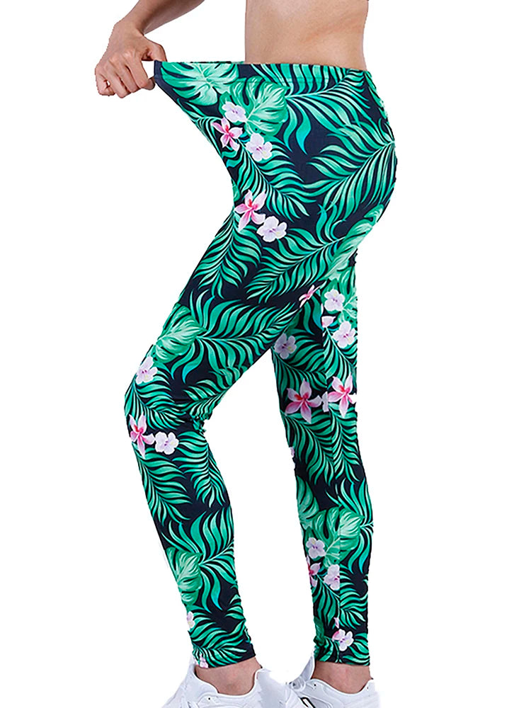 Fashion Women Leggings Beautiful Leaf Floral Printing
