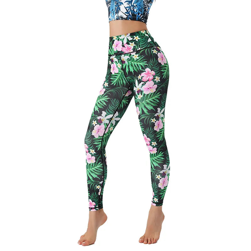 New Floral Printed Thin High Waist Leggings for Women Girls Sports Fitness Gym, Yoga , Pilates
