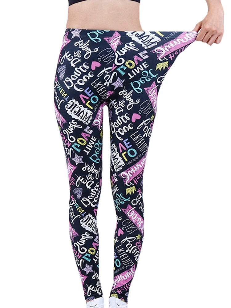 Fashion Women Leggings Beautiful Leaf Floral Printing