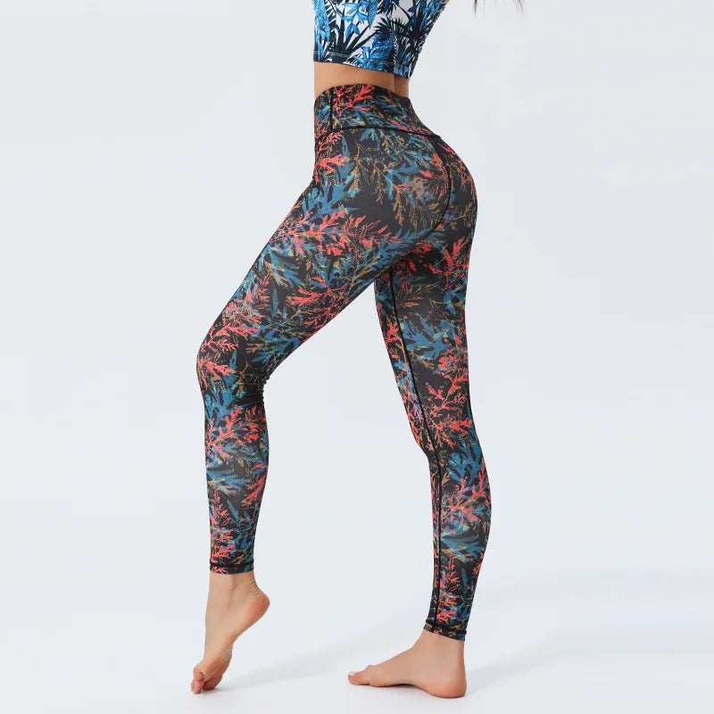 New Floral Printed Thin High Waist Leggings for Women Girls Sports Fitness Gym, Yoga , Pilates
