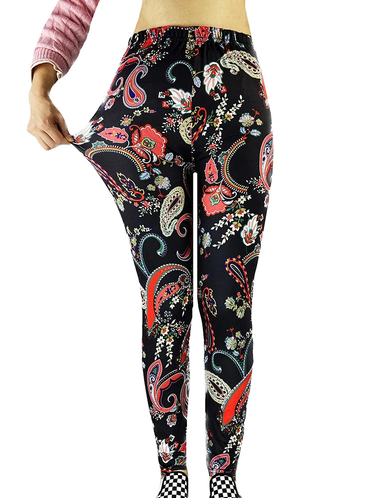 Fashion Women Leggings Beautiful Leaf Floral Printing