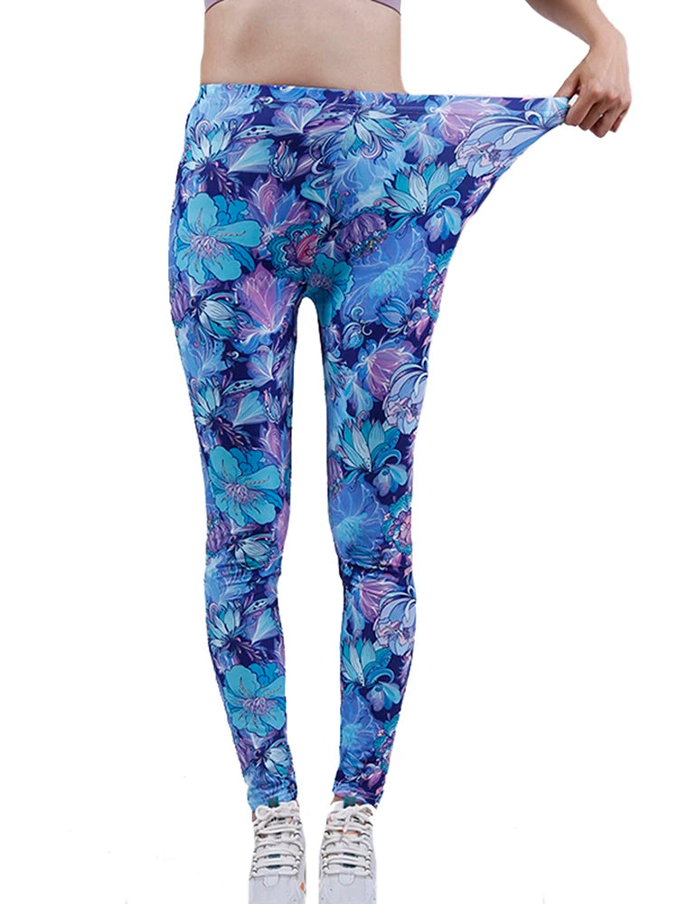Fashion Women Leggings Beautiful Leaf Floral Printing