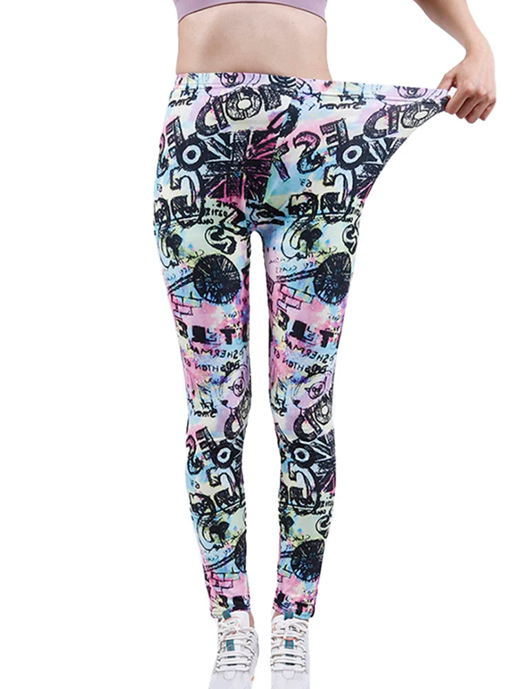 Fashion Women Leggings Beautiful Leaf Floral Printing