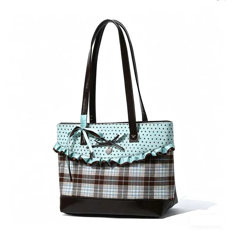 Korean Mint Green Chocolate Color Patchwork Handbag