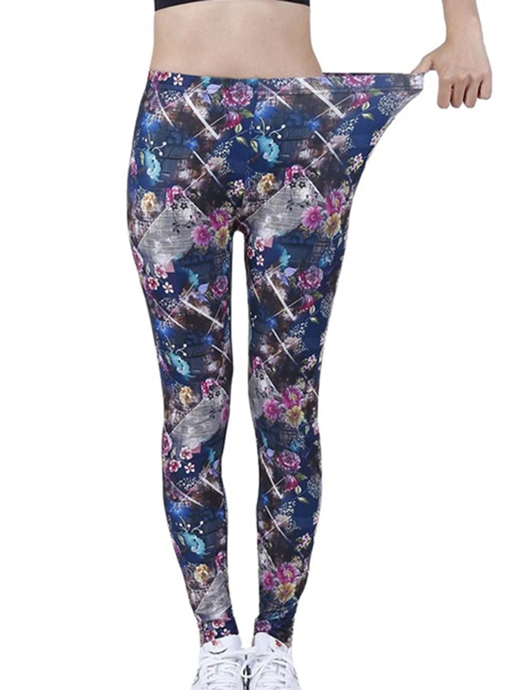 Fashion Women Leggings Beautiful Leaf Floral Printing