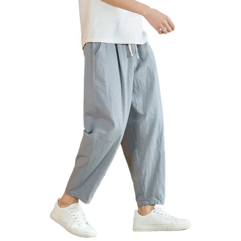 Ultra-Comfort Wide-Leg Linen Blend Drop-Crotch Pants
